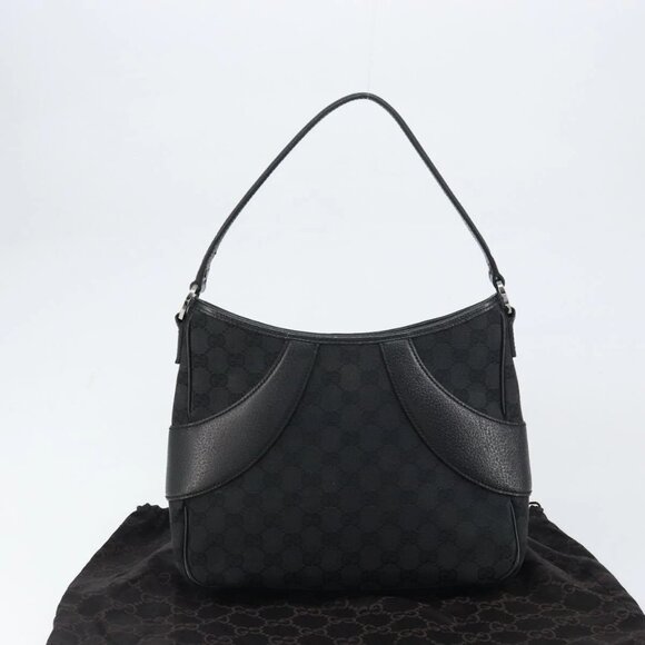 GUCCI GG Canvas Shoulder Bag Black Silver Auth - Picture 13 of 16